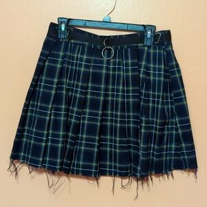 Dolls kill current mood plaid pleated skirt L
